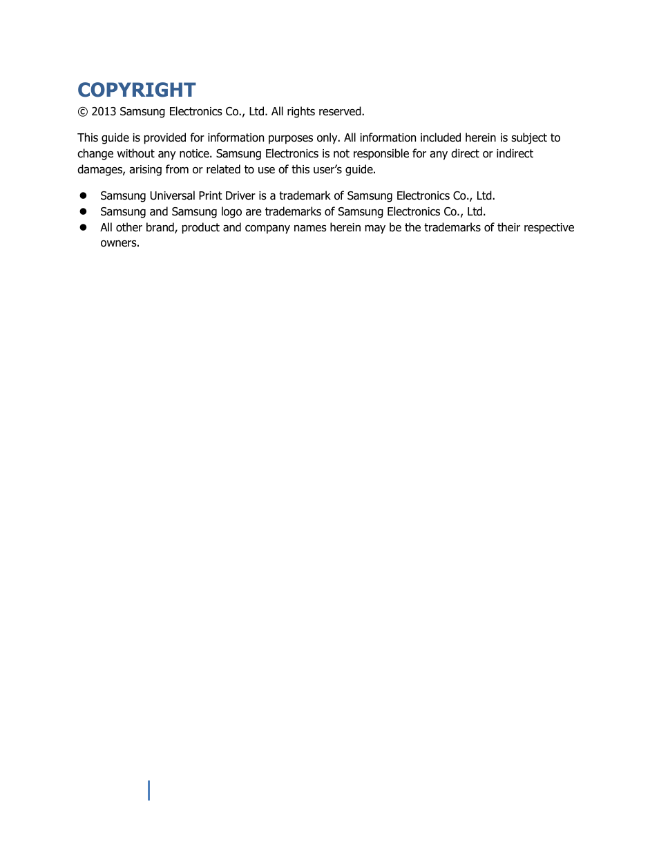 Copyright | Samsung SL-M2825ND-XAA User Manual | Page 2 / 15