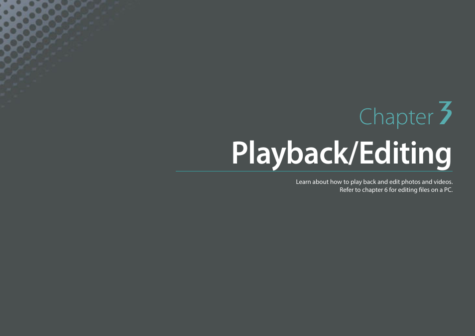 Chapter 3, Playback/editing, Chapter | Samsung EV-NXF1ZZB1QUS User Manual | Page 103 / 199