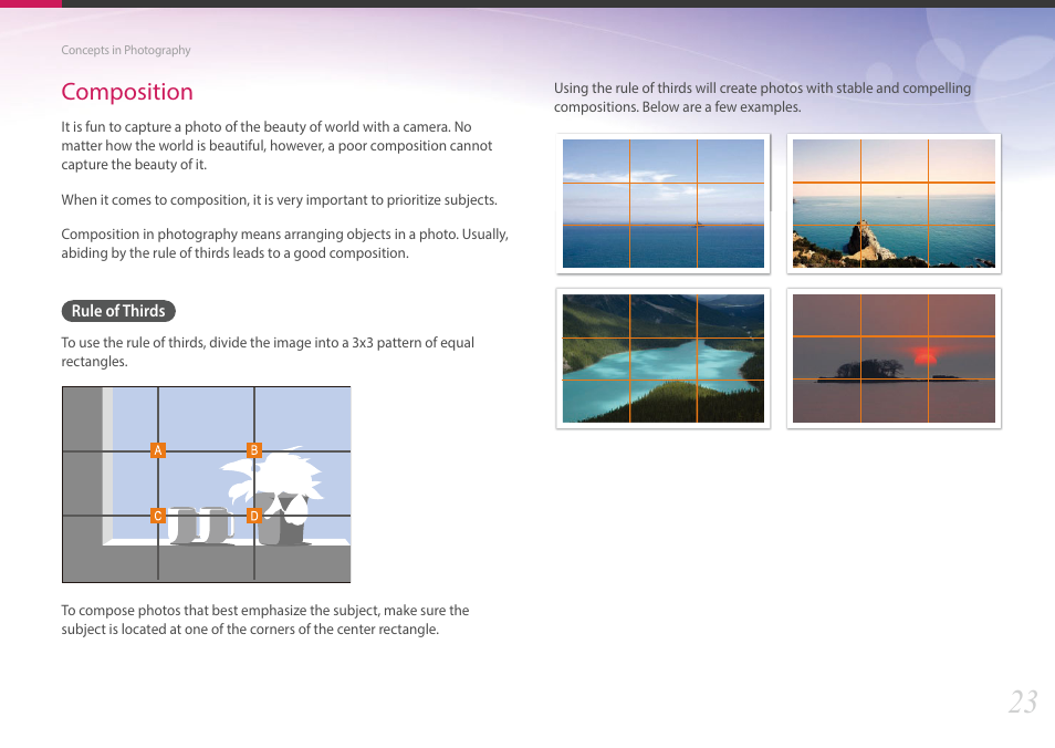 Composition, Rule of thirds | Samsung EV-NXF1ZZB1QUS User Manual | Page 24 / 199