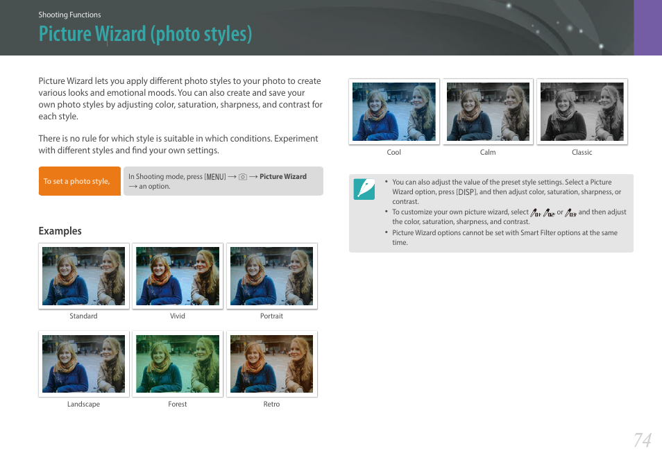 Picture wizard (photo styles) | Samsung EV-NXF1ZZB1QUS User Manual | Page 75 / 199