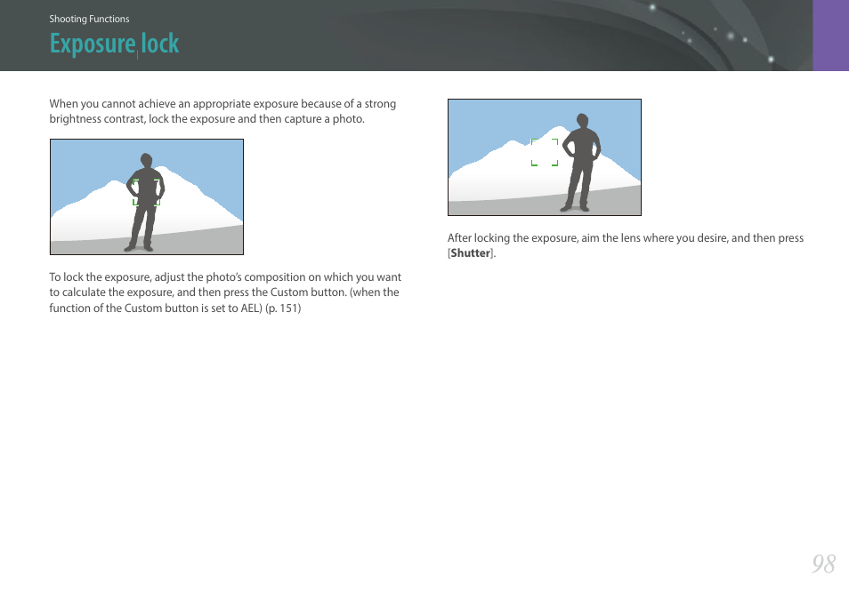 Exposure lock | Samsung EV-NXF1ZZB1QUS User Manual | Page 99 / 199