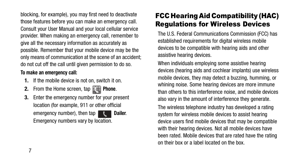 Fcc hearing aid compatibility (hac), Regulations for wireless devices | Samsung SM-G900AZKZAIO User Manual | Page 14 / 19