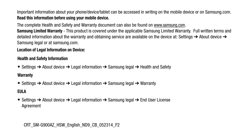 Samsung SM-G900AZKZAIO User Manual | Page 2 / 19