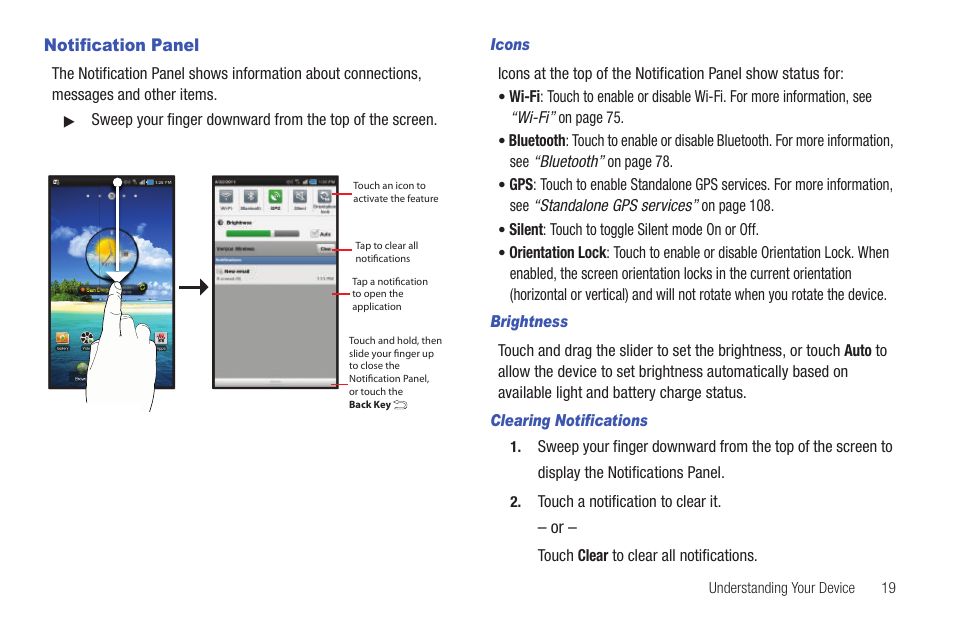 Notification panel | Samsung SCH-I800BKAVZW User Manual | Page 26 / 162