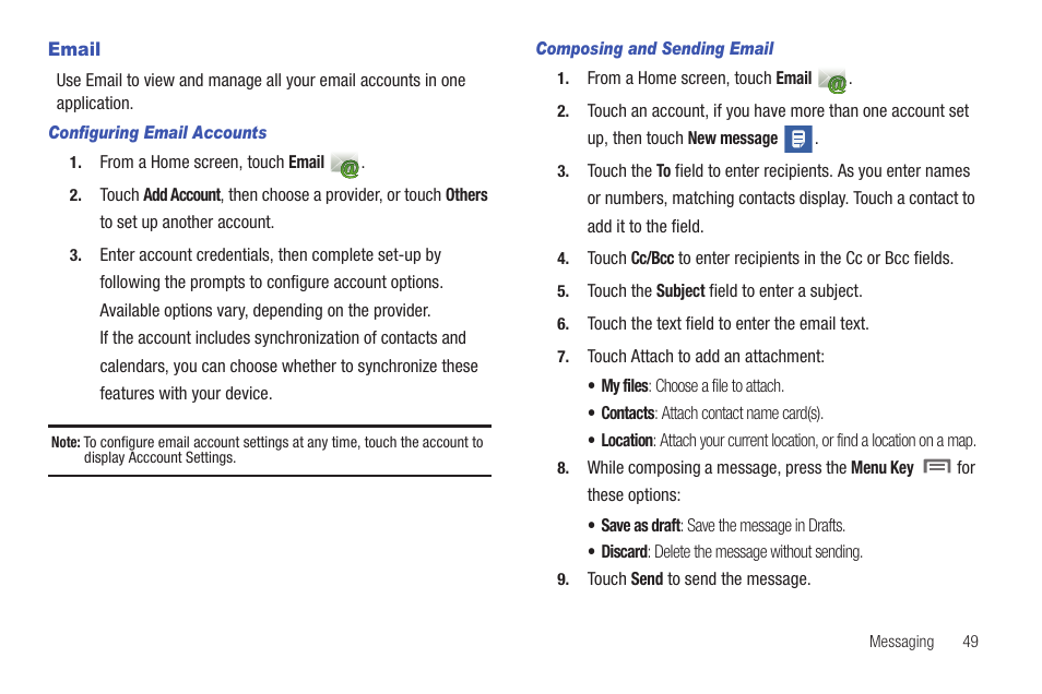 Email | Samsung SCH-I800BKAVZW User Manual | Page 56 / 162