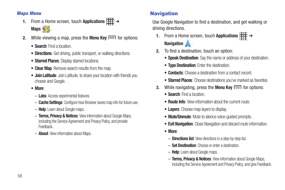 Navigation | Samsung SCH-I800BKAVZW User Manual | Page 64 / 162