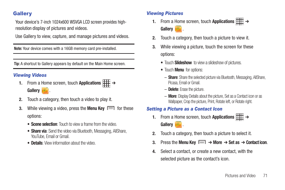 Gallery | Samsung SCH-I800BKAVZW User Manual | Page 77 / 162