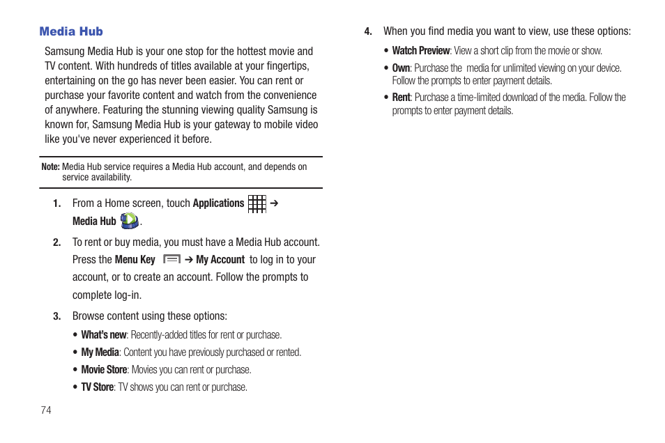 Media hub | Samsung SCH-I800BKAVZW User Manual | Page 80 / 162