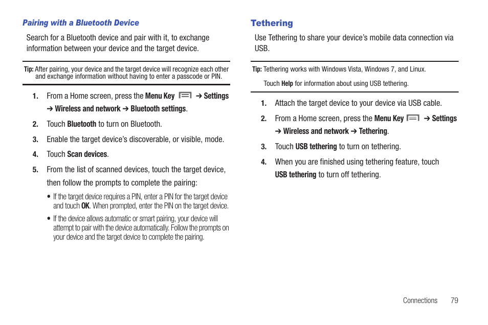 Tethering | Samsung SCH-I800BKAVZW User Manual | Page 85 / 162