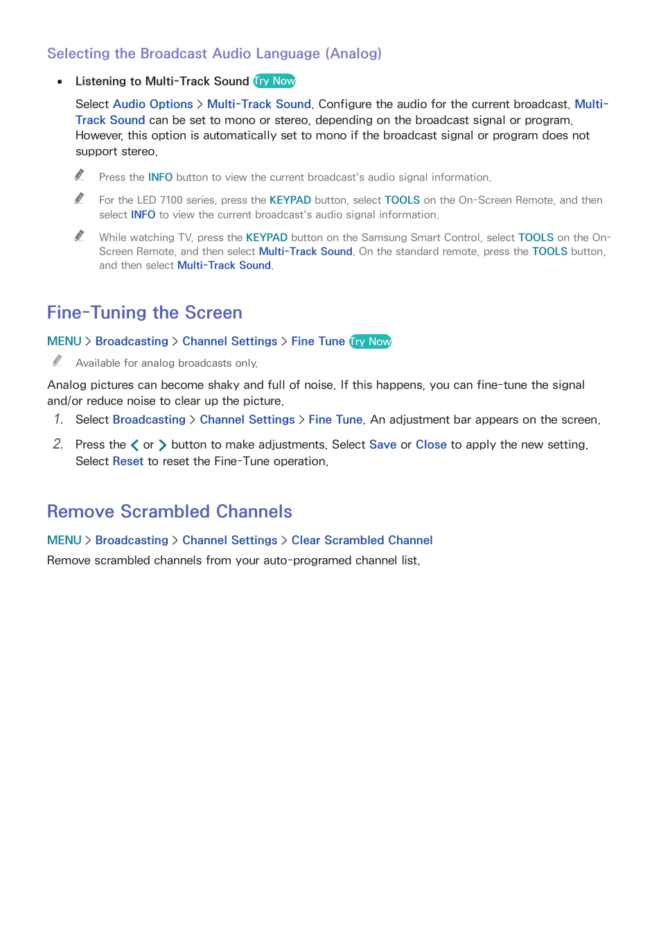 145 fine-tuning the screen, 145 remove scrambled channels, Fine-tuning the screen | Remove scrambled channels | Samsung UN32H5500AFXZA User Manual | Page 151 / 225