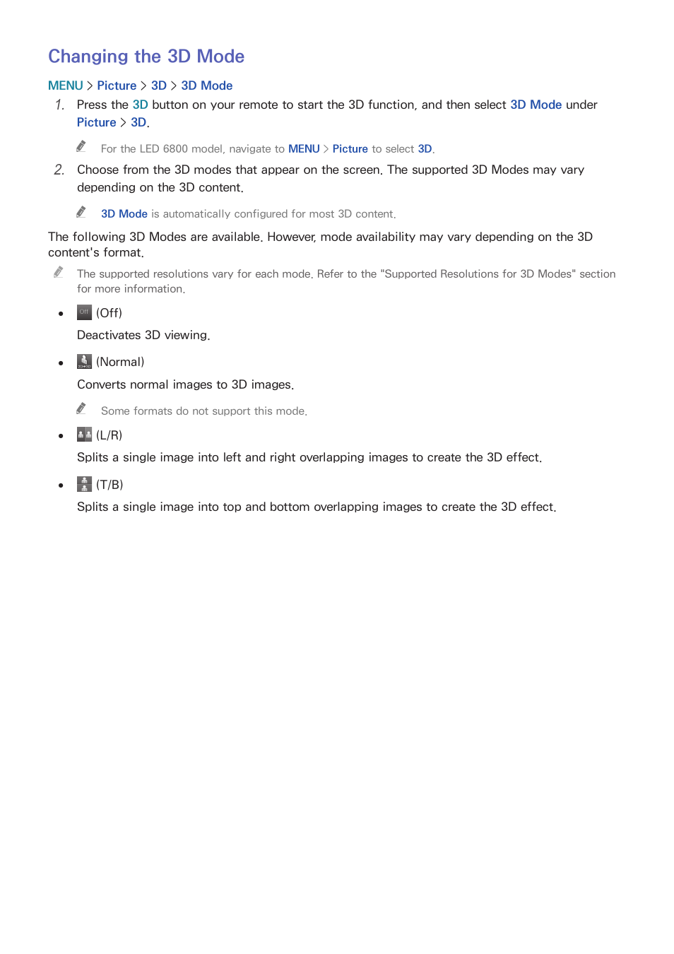 153 changing the 3d mode, Changing the 3d mode | Samsung UN32H5500AFXZA User Manual | Page 159 / 225