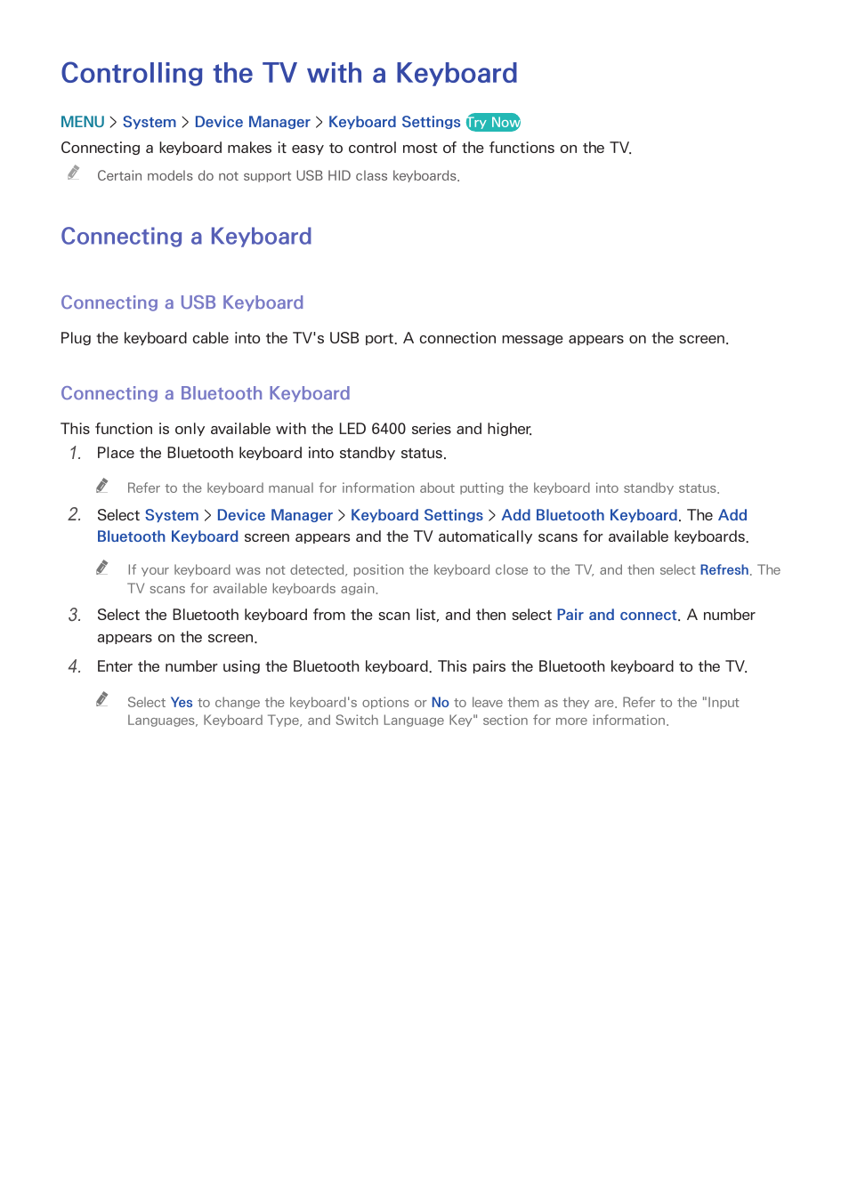 Controlling the tv with a keyboard, 37 connecting a keyboard, Connecting a keyboard | Samsung UN32H5500AFXZA User Manual | Page 43 / 225