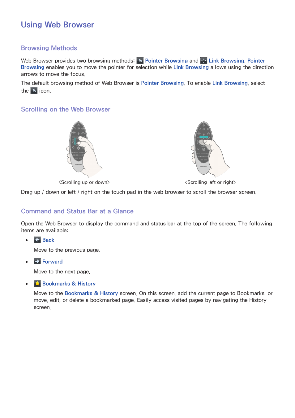 71 using, Web browser, Using web browser | Samsung UN32H5500AFXZA User Manual | Page 77 / 225