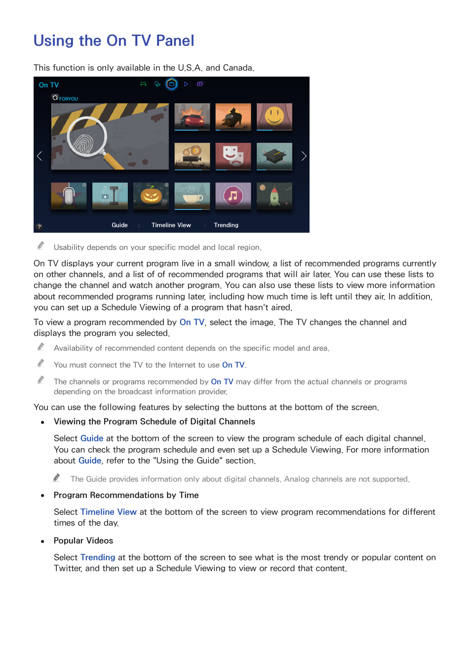 Using the on tv panel | Samsung UN32H5500AFXZA User Manual | Page 84 / 225