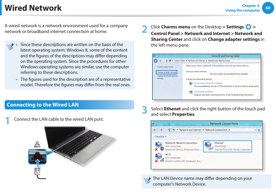 Wired network | Samsung NP270E5E-K01US User Manual | Page 61 / 133