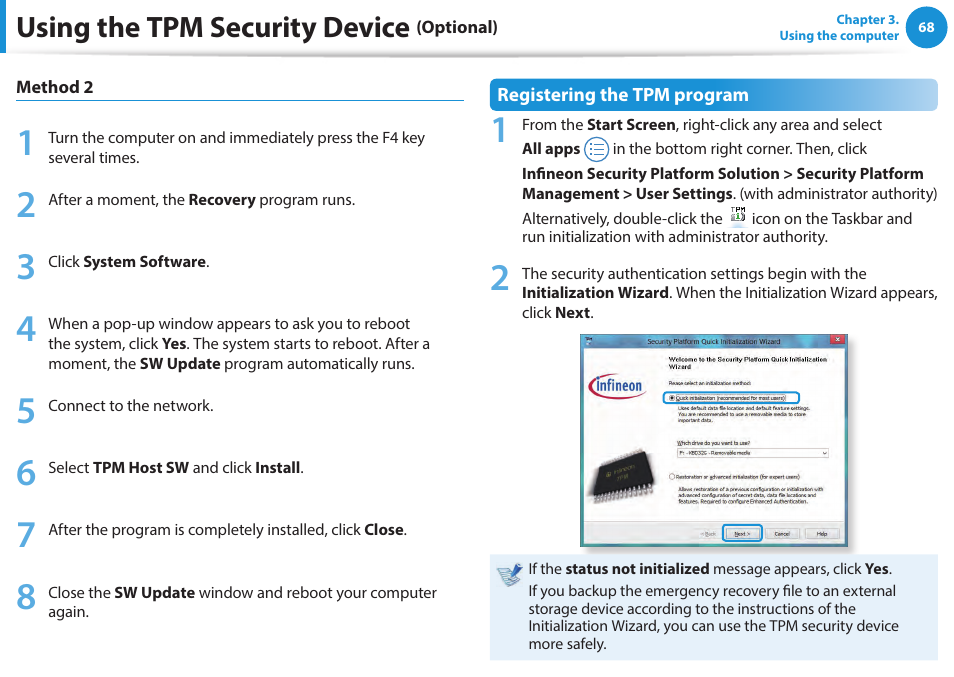 Using the tpm security device | Samsung NP270E5E-K01US User Manual | Page 69 / 133