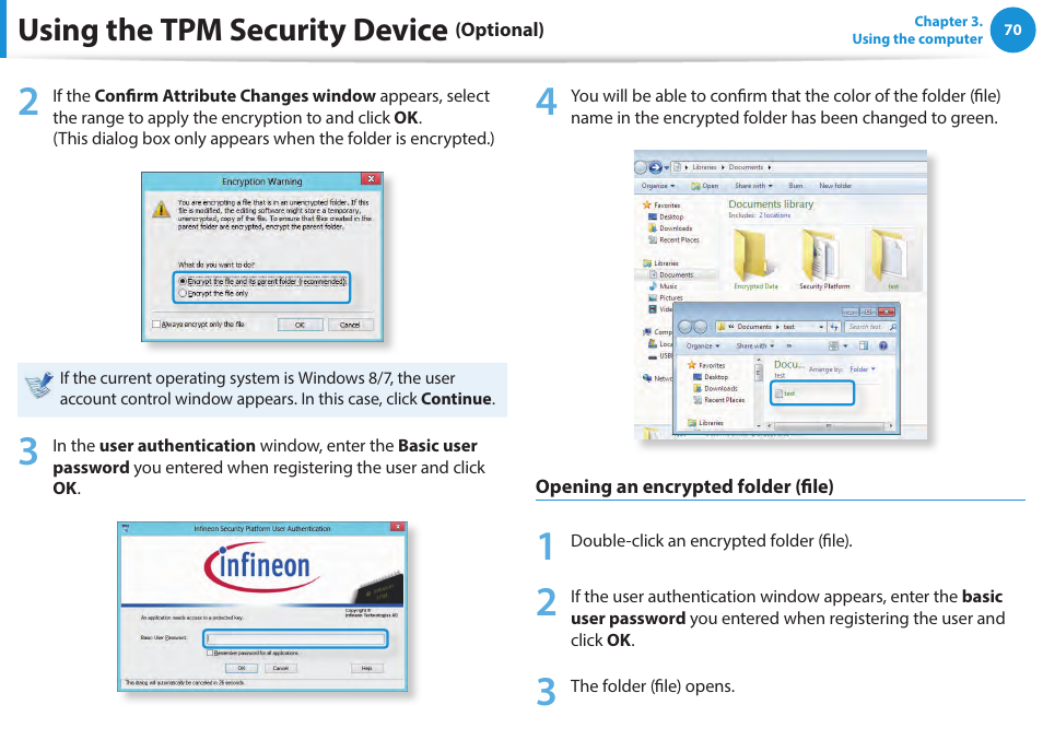 Using the tpm security device | Samsung NP270E5E-K01US User Manual | Page 71 / 133