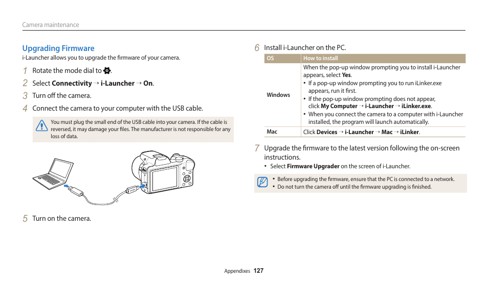 Upgrading firmware | Samsung EC-WB1100BPRUS User Manual | Page 128 / 147