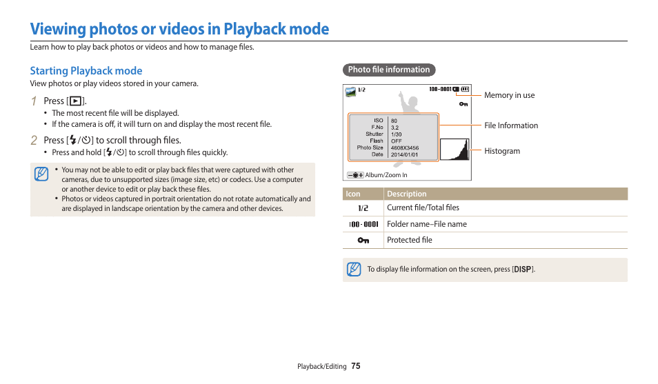 Viewing photos or videos in playback mode, Starting playback mode | Samsung EC-WB1100BPRUS User Manual | Page 76 / 147
