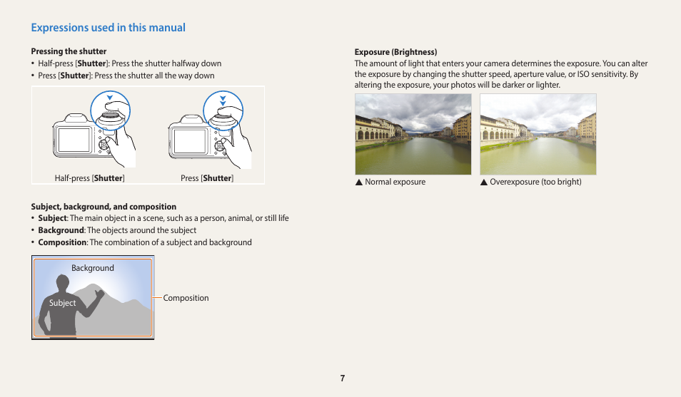 Expressions used in this manual | Samsung EC-WB1100BPRUS User Manual | Page 8 / 147