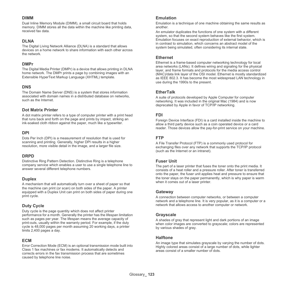 Samsung ML-6512ND-XAA User Manual | Page 123 / 130