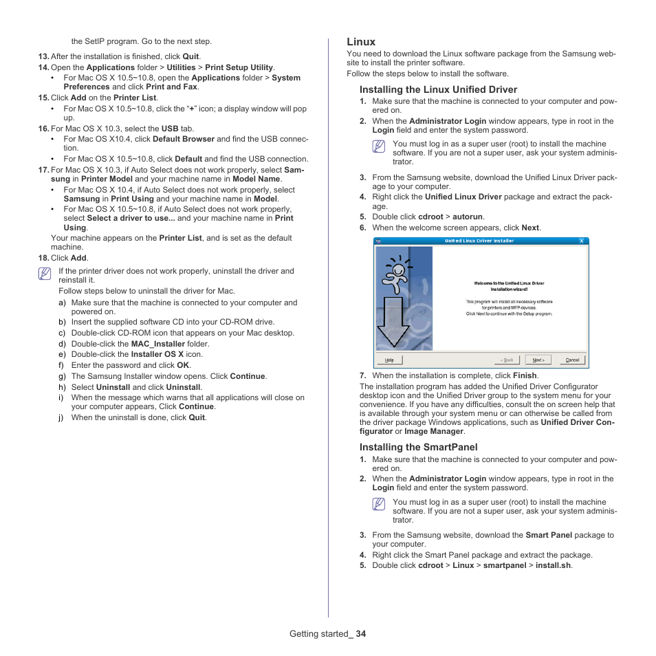 Linux | Samsung ML-6512ND-XAA User Manual | Page 34 / 130