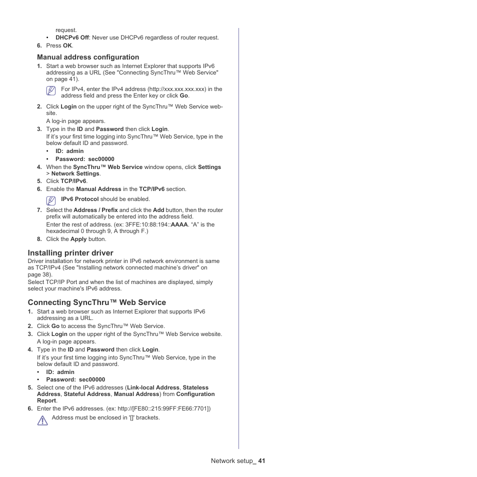 Installing printer driver, Connecting syncthru™ web service | Samsung ML-6512ND-XAA User Manual | Page 41 / 130
