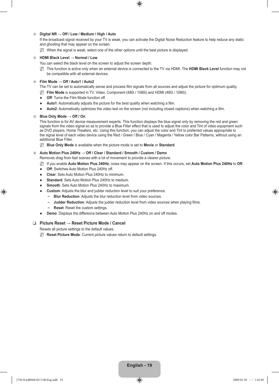 Samsung LN40B750U1FXZA User Manual | Page 21 / 290