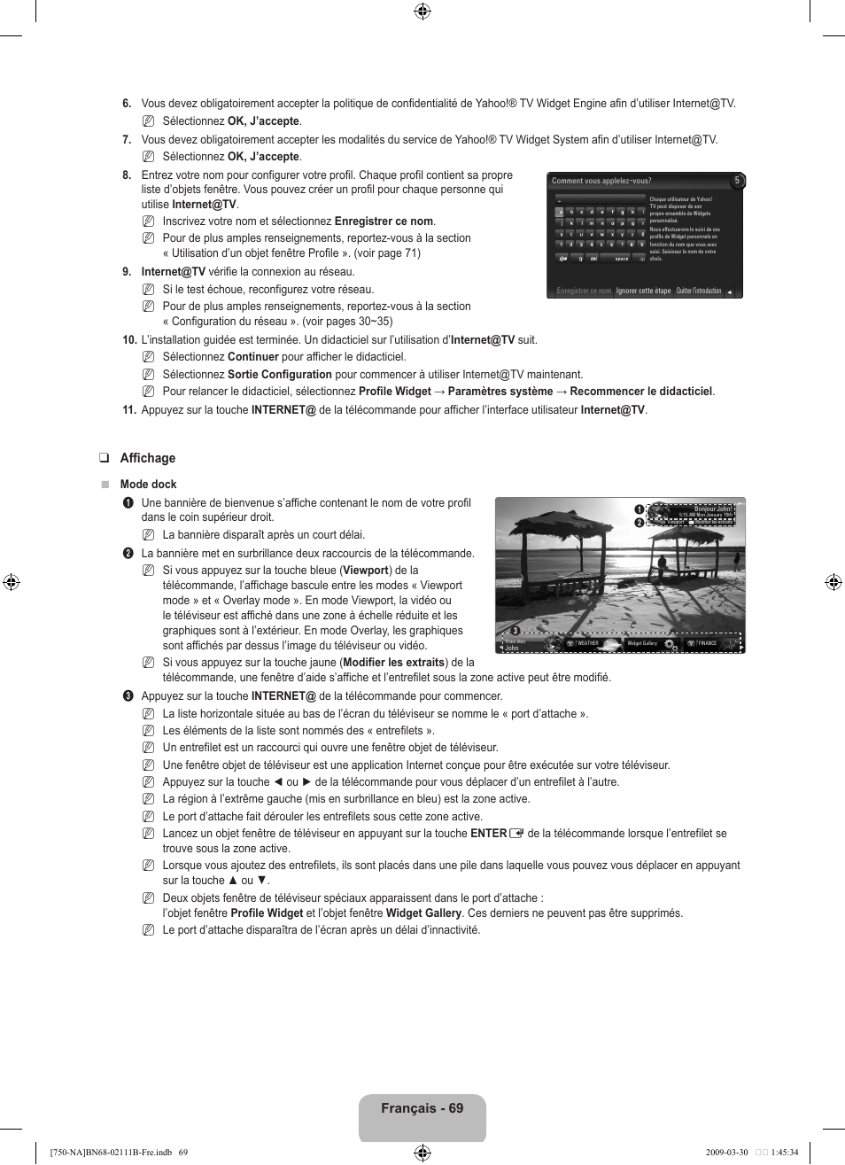 Français - 69, Affichage | Samsung LN40B750U1FXZA User Manual | Page 268 / 290