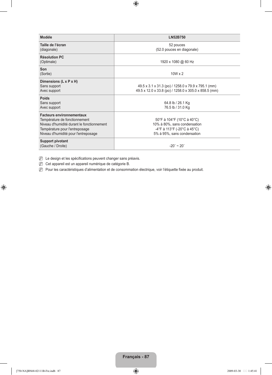 Samsung LN40B750U1FXZA User Manual | Page 286 / 290