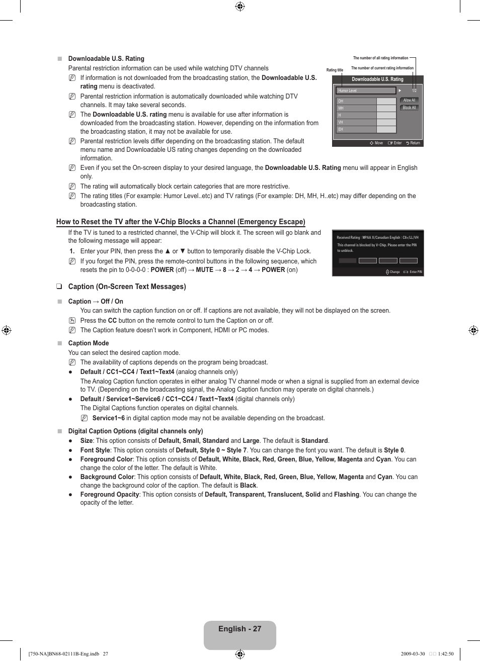 Samsung LN40B750U1FXZA User Manual | Page 29 / 290