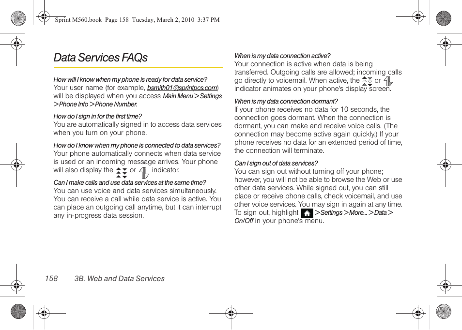 Data services faqs | Samsung SPH-M560BLASPR User Manual | Page 174 / 222