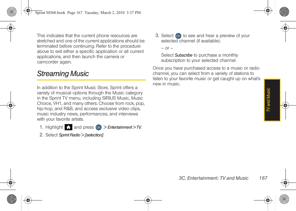 Streaming music | Samsung SPH-M560BLASPR User Manual | Page 183 / 222