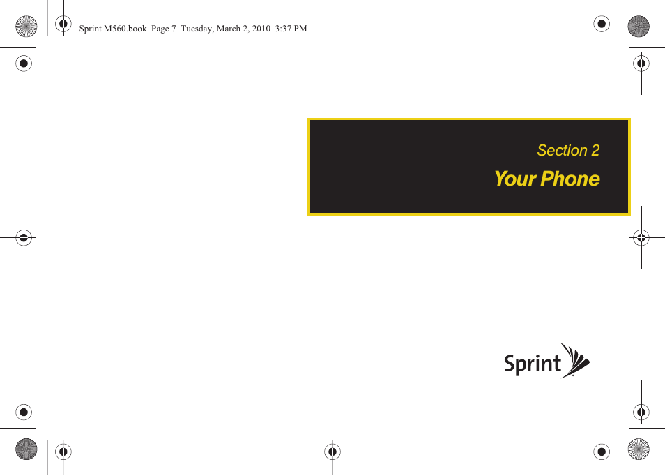 Your phone, Section 2: your phone | Samsung SPH-M560BLASPR User Manual | Page 23 / 222