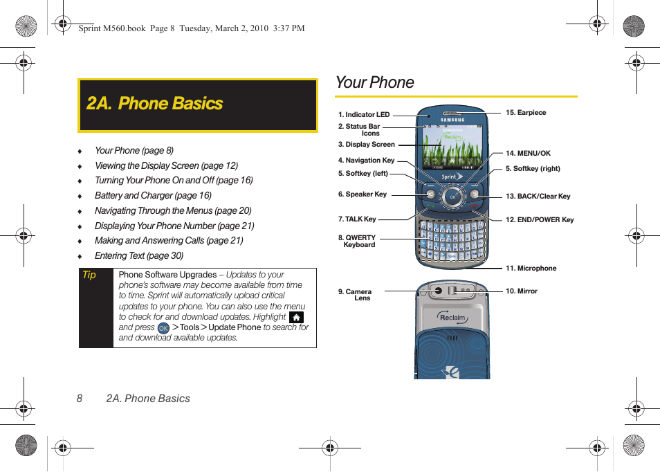 2a. phone basics, Your phone, 82a. phone basics | Samsung SPH-M560BLASPR User Manual | Page 24 / 222