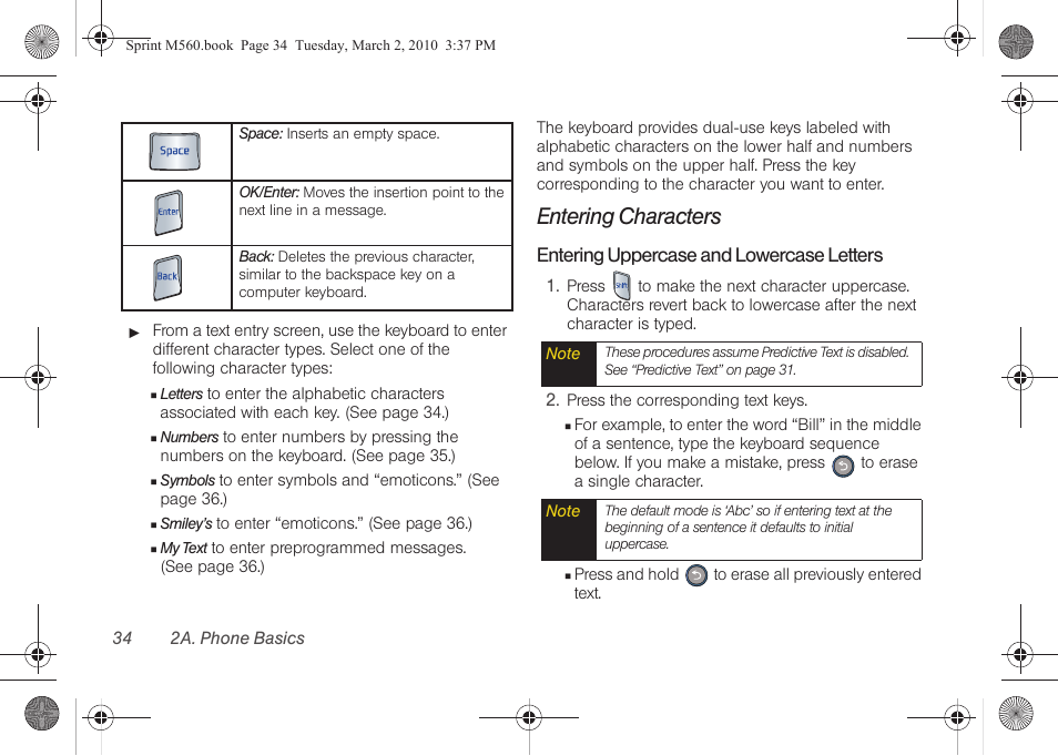 Entering characters | Samsung SPH-M560BLASPR User Manual | Page 50 / 222