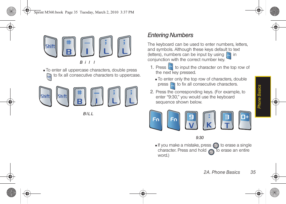 Entering numbers | Samsung SPH-M560BLASPR User Manual | Page 51 / 222