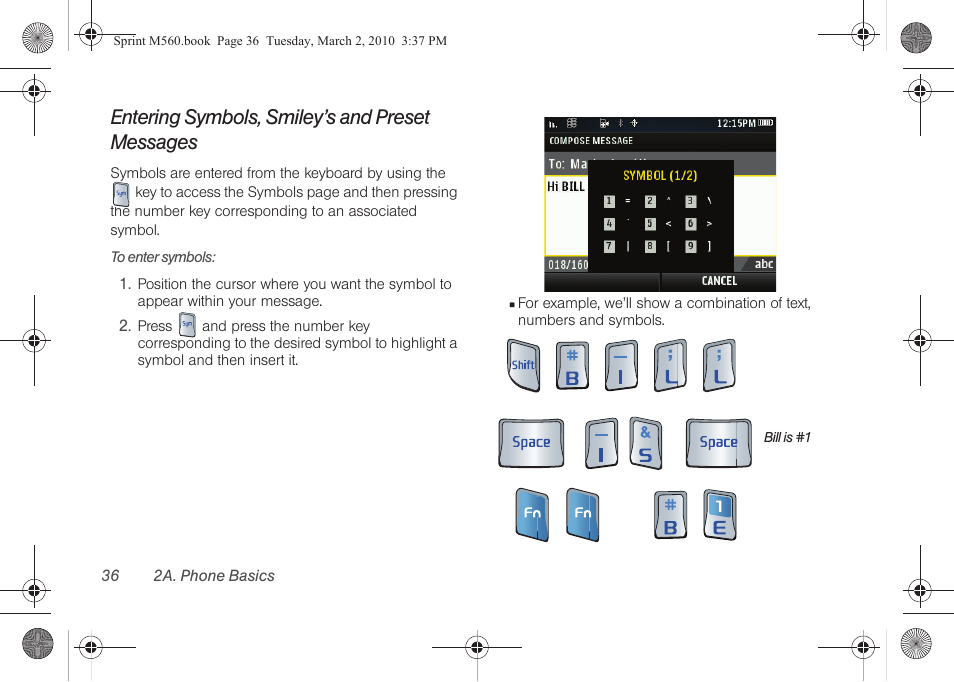 Entering symbols, smiley’s and preset messages | Samsung SPH-M560BLASPR User Manual | Page 52 / 222