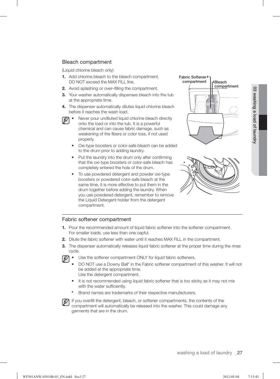 Samsung WF501ANW-XAA User Manual | Page 27 / 132