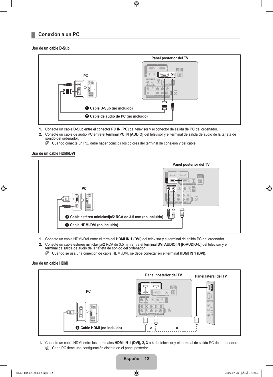 Conexión a un pc | Samsung LN32B550K1FXZA User Manual | Page 64 / 101