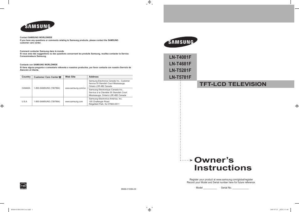 Samsung LNT4081FX-XAA User Manual | 283 pages