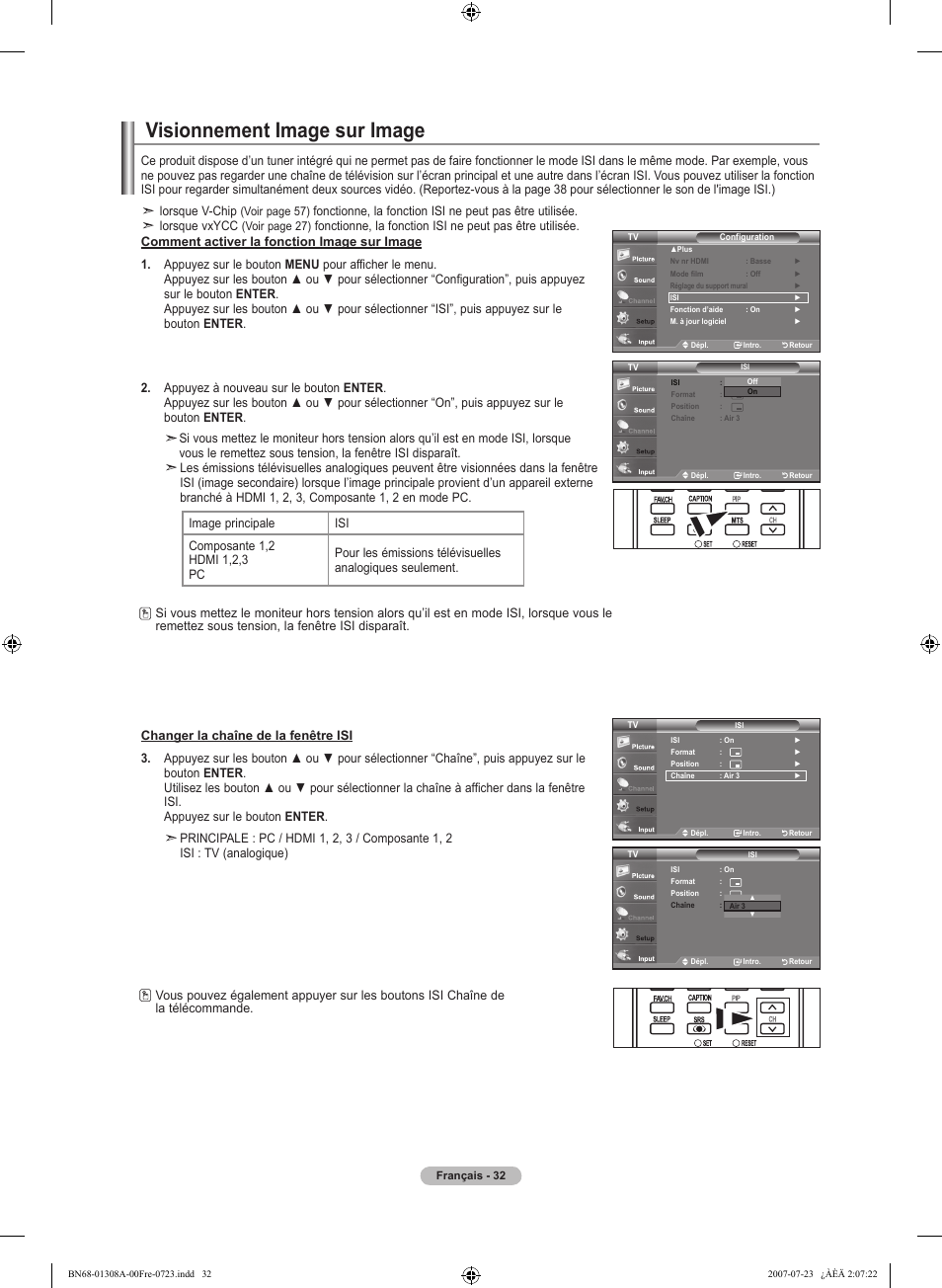 Visionnement image sur image | Samsung LNT4081FX-XAA User Manual | Page 128 / 283