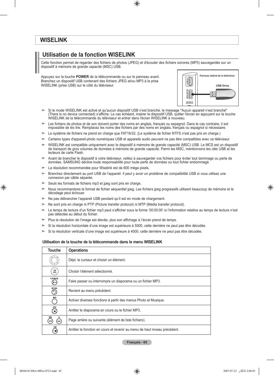 Wiselink, Utilisation de la fonction wiselink | Samsung LNT4081FX-XAA User Manual | Page 161 / 283
