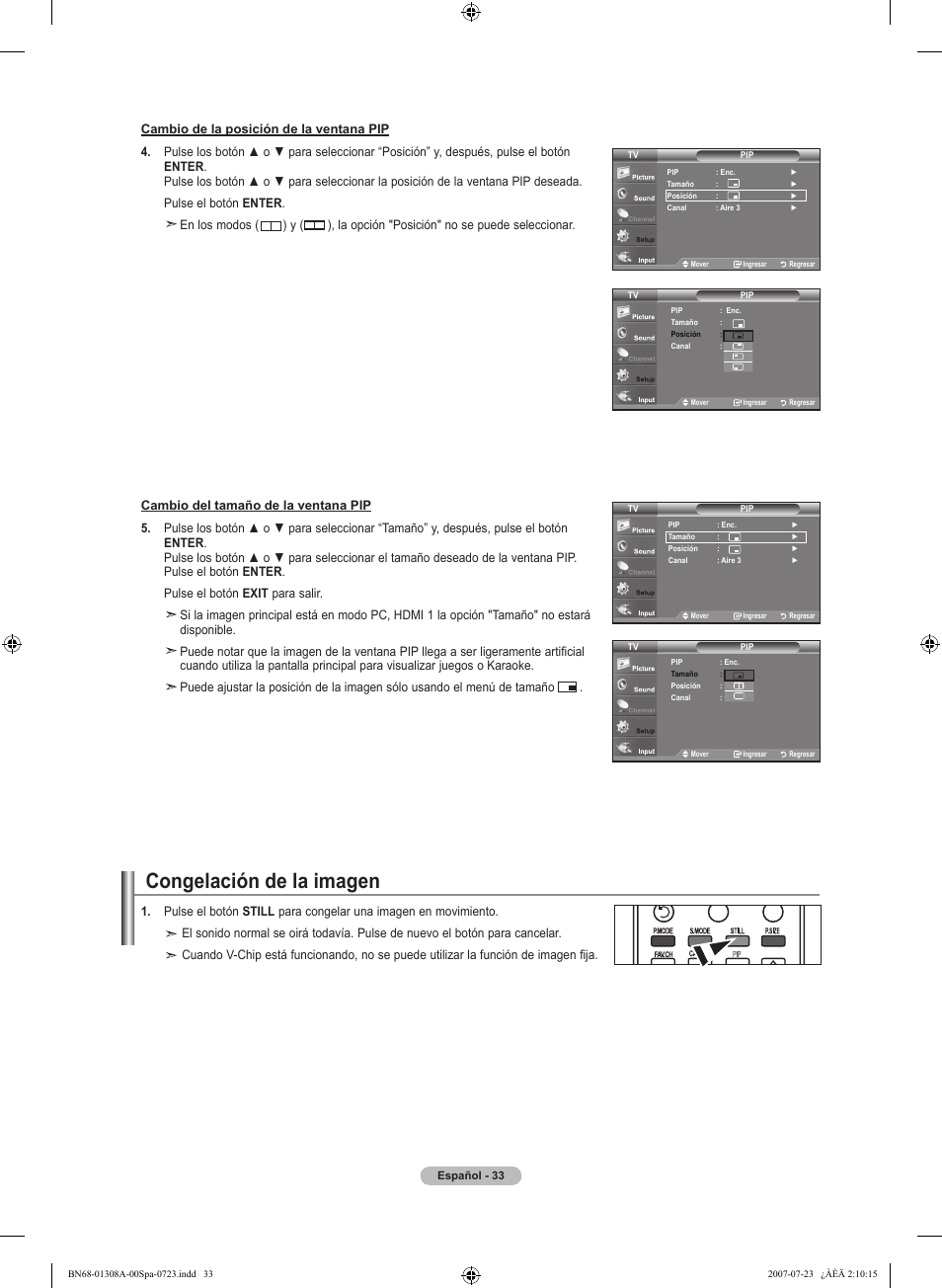 Congelación de la imagen | Samsung LNT4081FX-XAA User Manual | Page 223 / 283