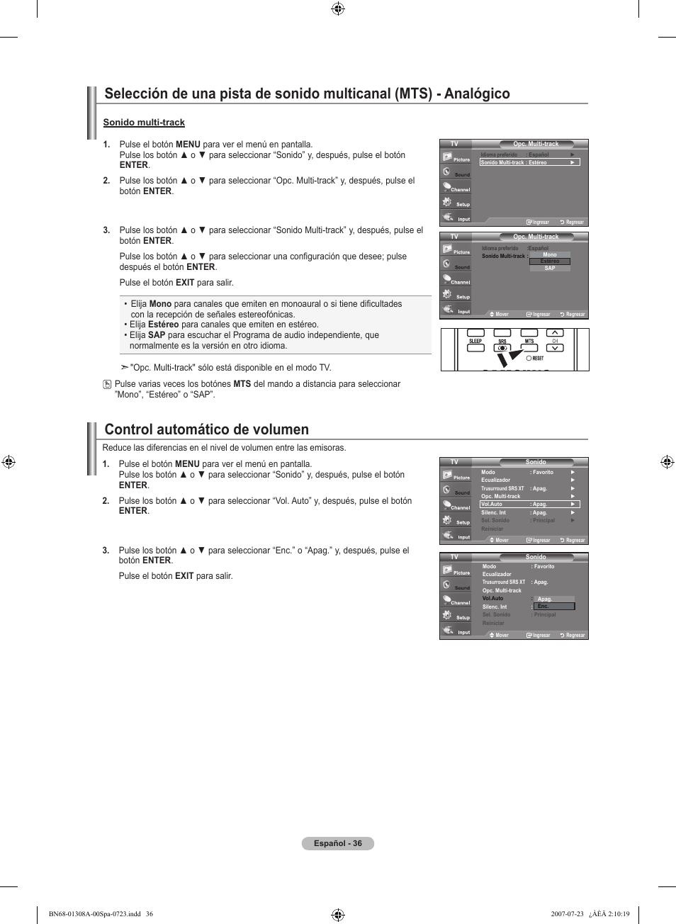 Control automático de volumen | Samsung LNT4081FX-XAA User Manual | Page 226 / 283