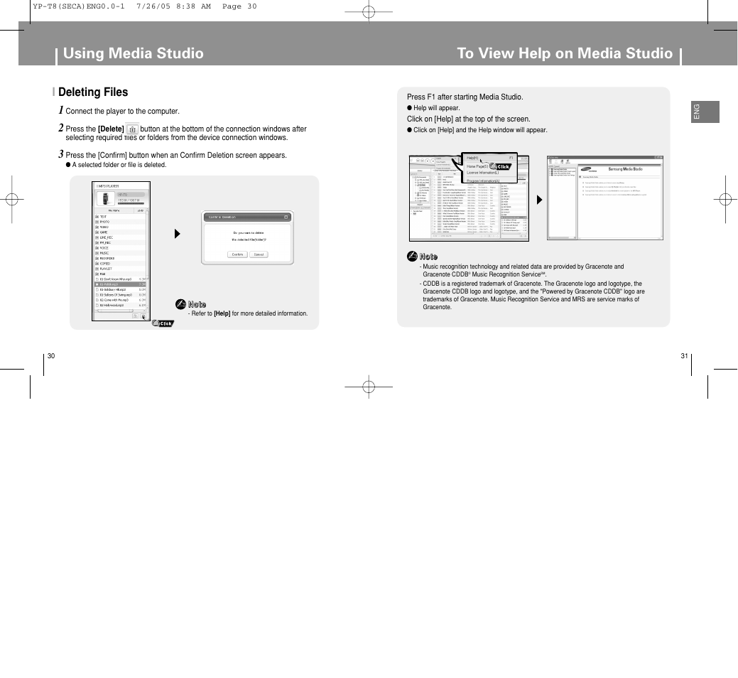 Using media studio, Ideleting files | Samsung YP-T8Z-XAA User Manual | Page 16 / 47
