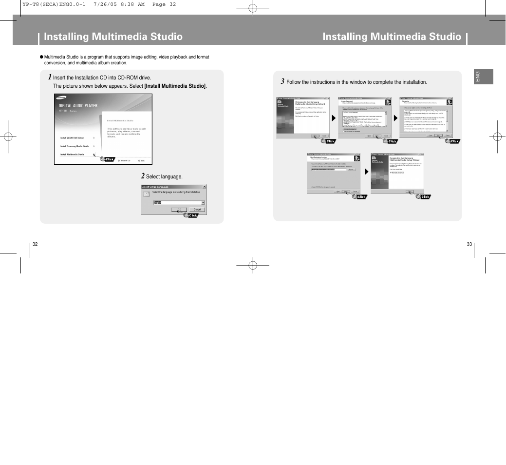Installing multimedia studio | Samsung YP-T8Z-XAA User Manual | Page 17 / 47