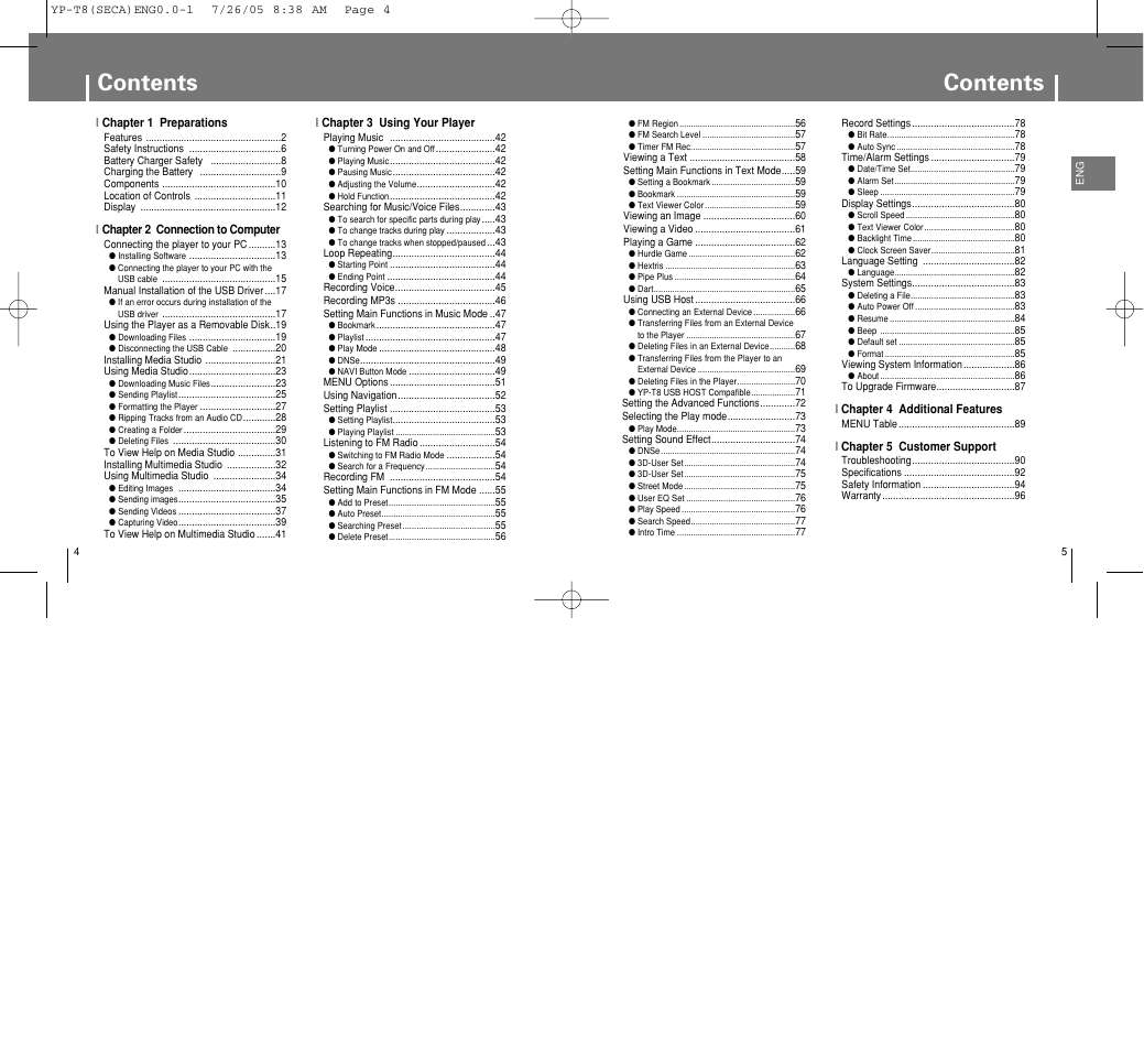 Samsung YP-T8Z-XAA User Manual | Page 3 / 47