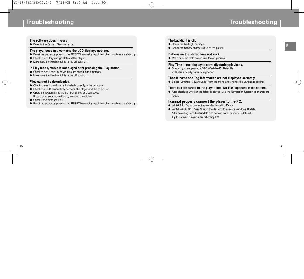 Troubleshooting | Samsung YP-T8Z-XAA User Manual | Page 46 / 47