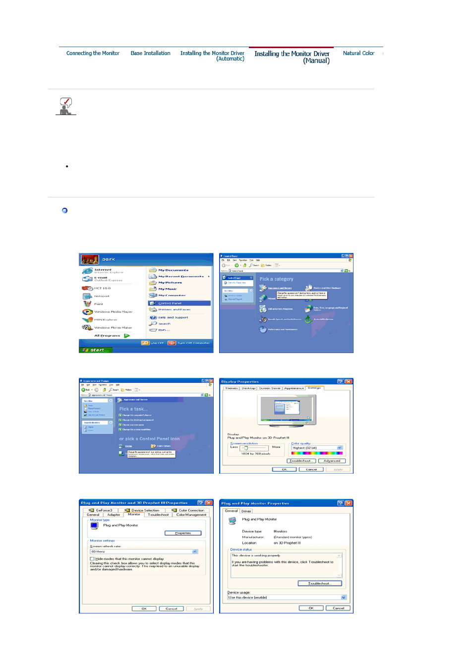 Installing the monitor driver (manual) | Samsung KS17CNKWH-XAZ User Manual | Page 17 / 67